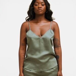 Ettitude Bamboo NEW Sateen Soft Silky Camisole PJ Top Moss/Olive Size‎ XL